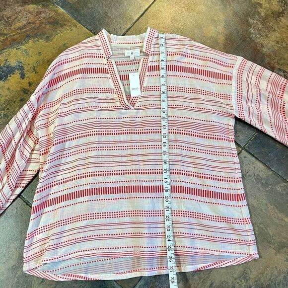 NWT Lou & Grey Red Vastra Dobby Stripe Pullover V-neck Tunic Small - Picture 6 of 10